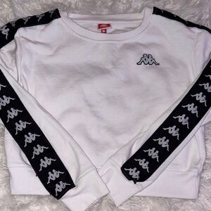 Kappa Women's White Sweater with Black Logo Stripes